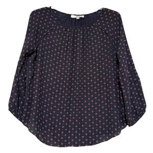 Women's LOFT Blue Printed Blouse, Size M